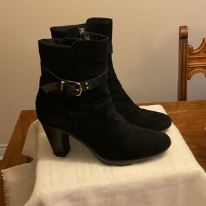 Aquatalia Black Heeled Boots with Buckle